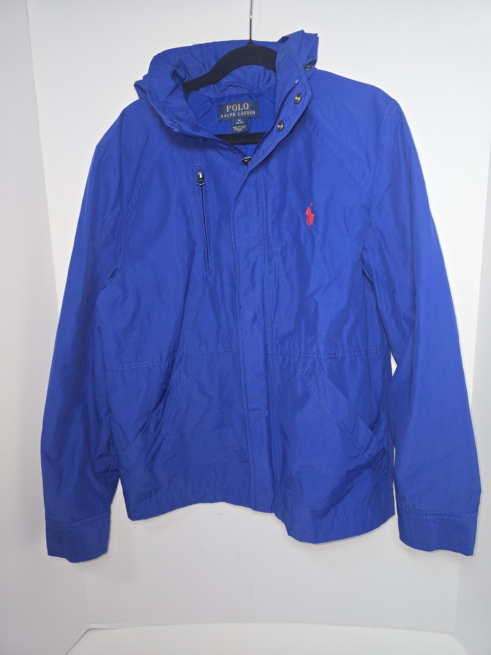 Polo by Ralph Lauren Blue Hooded Windbreaker with Red Pony